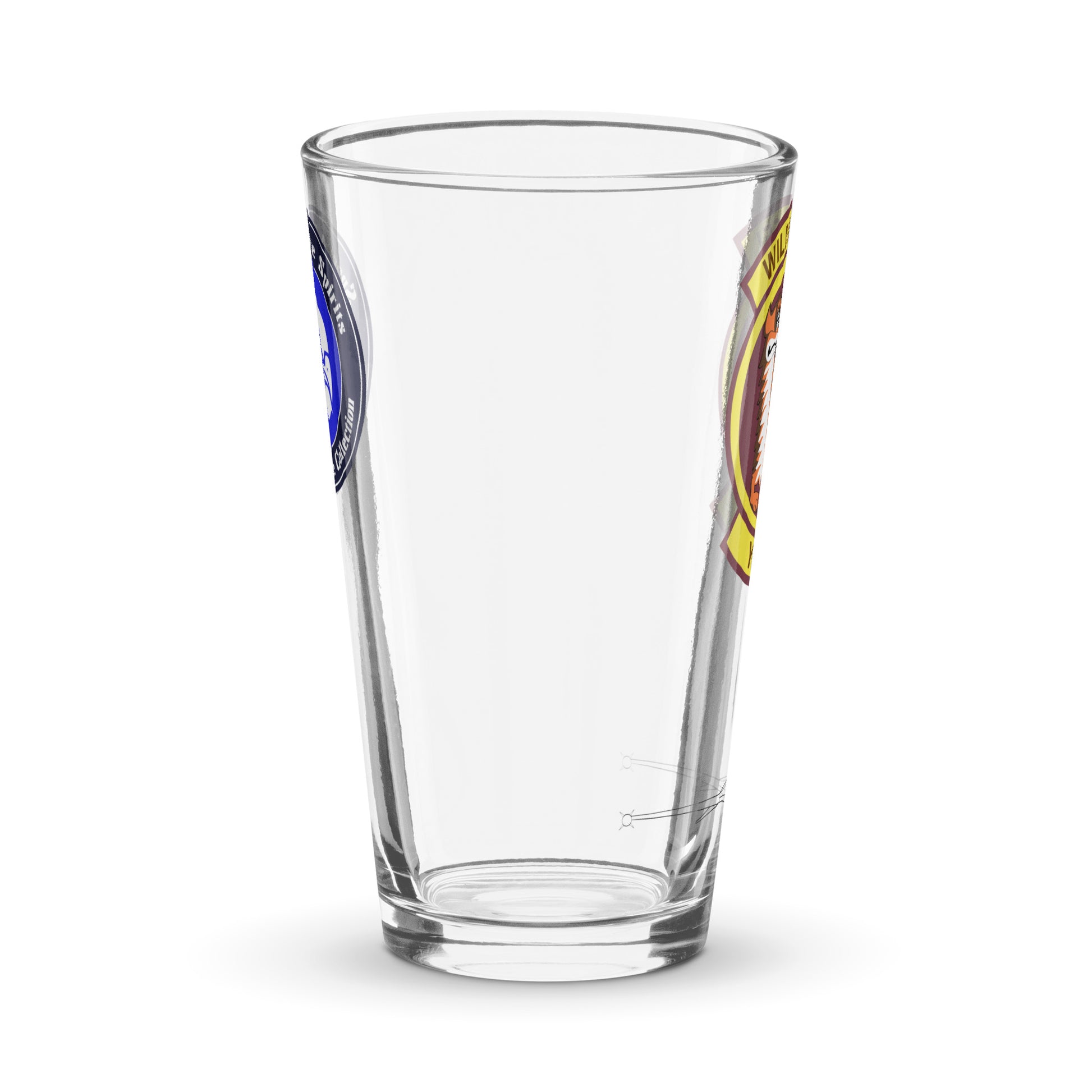 16oz shaker pint glass detail - F-16 fighter pilot barware and military aviation memorabilia gift for Air Force veterans.